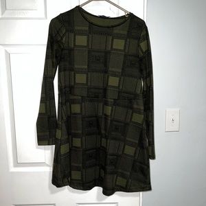 Zara hunter green design smock mini dress